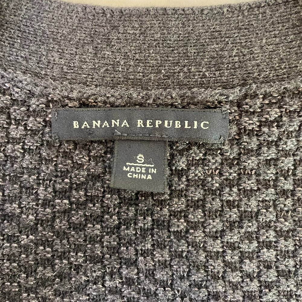 Banana Republic Size S Waffle Knit Cotton Cardigan Gray Open Front Long Sleeves - Picture 8 of 10